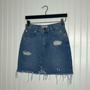 We the Free by Free People Raw Hem Mini Jean Skirt Size 26